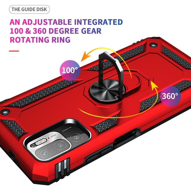 Protectores para celular  para Xiaomi  Redmi Note 10 5G Funda reforzada con anillo v2 Rojo
